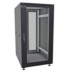 RC19 RP-18.6.10-G2P.9005 Шкаф напольный 18U 600x1000x920мм (ШхГхВ) телекоммуникационный 19, передняя дверь стеклянная - задняя дверь двойная перфорированная, цвет черный RAL 9005