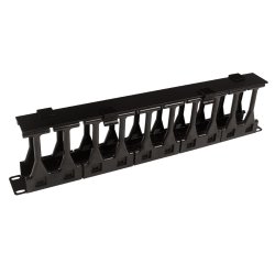 Cabeus JB08-1U-100-PL-BK Кабельный органайзер горизонтальный 19 1U, пластиковые пальцы и крышка, цвет черный (RAL9004)JB08-1U-100-PL-BK фото