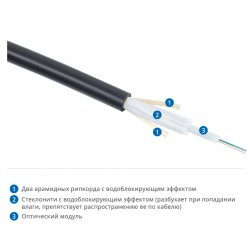 Cabeus CLT-A-9-01X04-J-PE-D-OUT-40 Кабель волоконно-оптический 9/125 одномодовый, 4 волокна, loose tube, для внешней прокладки (-40C ~ +70), PE, черны