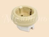 GE70301-02K Розетка ретро фарфоровая двухполюсная, с заземляющим контактом ,без подъемной рамки, D70x20, 16А, 250В, IP20, колекция Новая Голандия, сло