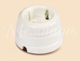 GE70301-01 Розетка ретро фарфоровая двухполюсная, с заземляющим контактом ,в комплекте с подъемной рамкой, D70x45, 16А, 250В, IP 20, коллекция Новая