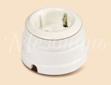 GE70301-49 Розетка ретро фарфоровая двухполюсная, с заземляющим контактом ,в комплекте с подъемной рамкой, D70x45, 16А, 250В, IP 20, коллекция Царско