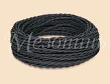 GE70140-05 Провод Ретро силовой ПВ-3, монтажный ПВХ для электропроводки 2х0,75мм , оплетка синтетическая нить, бухта 50м, черный Мезонин