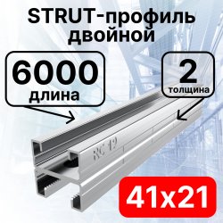 STRUT-профиль  двойной 41х21х6000 мм, толщина 2 мм