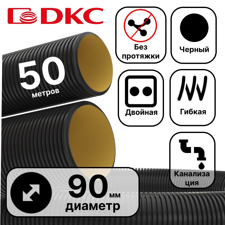 Труба гибкая двустенная для кабельной канализации д.90мм, цвет черный, в бухте 50м., без протяжки120990A фото