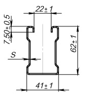 Профиль 41х62 мм вид спереди Профиль 41х62 мм вид спереди