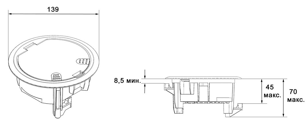 Люк - 4 модуля (2 розетки 45х45мм) серый Efapel схема