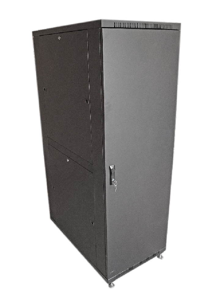 ТЕЛКОМ ТС-37.6.10-СМ Шкаф 37U 600x1000x1765мм (ШхГхВ) телекоммуникационный 19" напольный, передняя дверь стекло - задняя дверь металл, цвет черный (RAL9005)