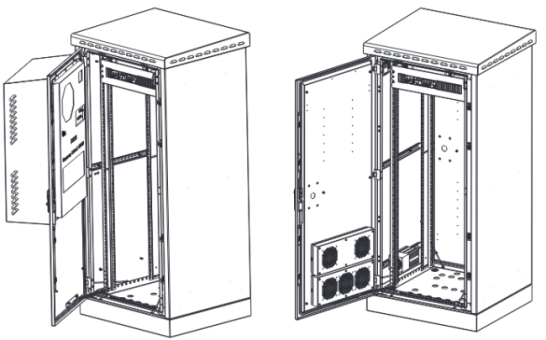 Шкафы уличные ШТВ-1 ТК с кондиционером и Т1 с обогревателем и модулями вентиляторными R-FAN CMO