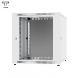 ТЕЛКОМ TLN-12.6.6-СМ.7035Ш Шкаф 12U 600x600x623мм (ШхГхВ) телекоммуникационный 19 напольный, передняя дверь стекло - задняя дверь металл, цвет серый (RAL7035)